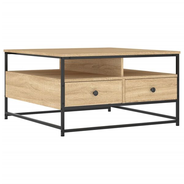 vidaXL Table basse chêne sonoma 80x80x45 cm bois d'ingénierie