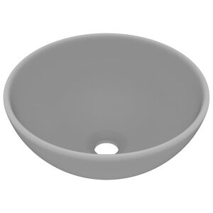 vidaXL Lavabo rond de luxe de salle Gris clair mat 32,5x14cm C&eacute;ramique