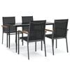 vidaXL Ensemble &agrave; manger de jardin 5 pcs noir textil&egrave;ne et acier