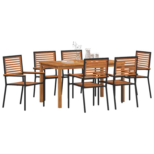 vidaXL Ensemble de salle &agrave; manger pour jardin 7 pcs Noir