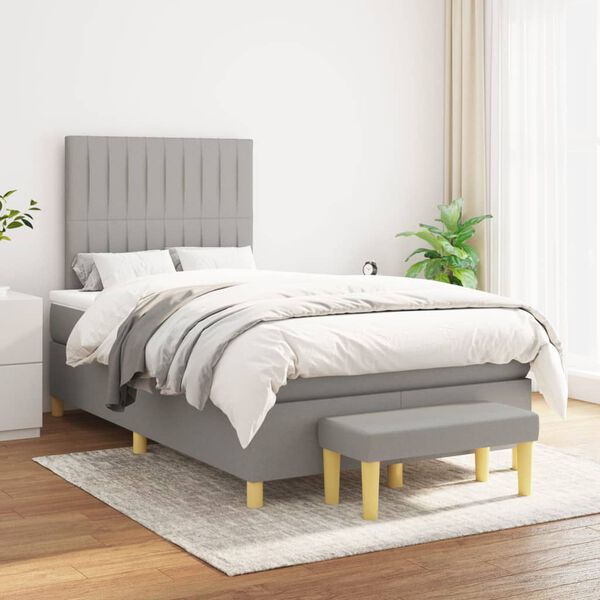 vidaXL Sommier &agrave; lattes de lit avec matelas Gris clair 120x200cm Tissu