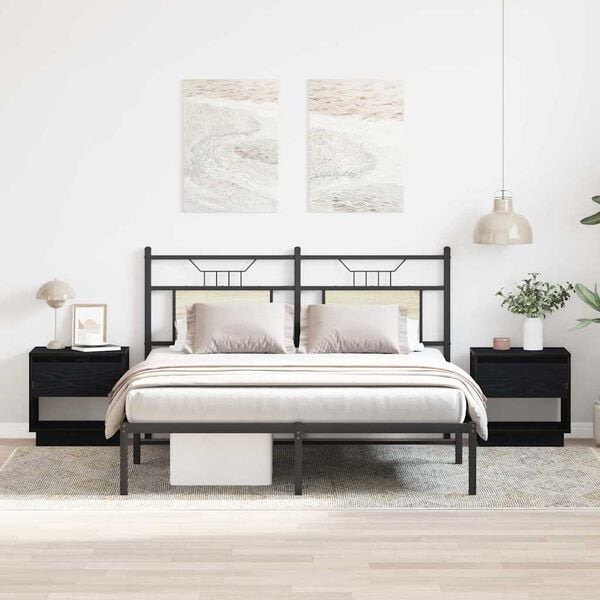 vidaXL Table de nuit avec tiroir 2 pcs Chêne noir 45 x 34 x 44 cm