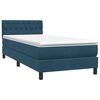 vidaXL Sommier &agrave; lattes de lit et matelas bleu fonc&eacute; 90x210 cm velours