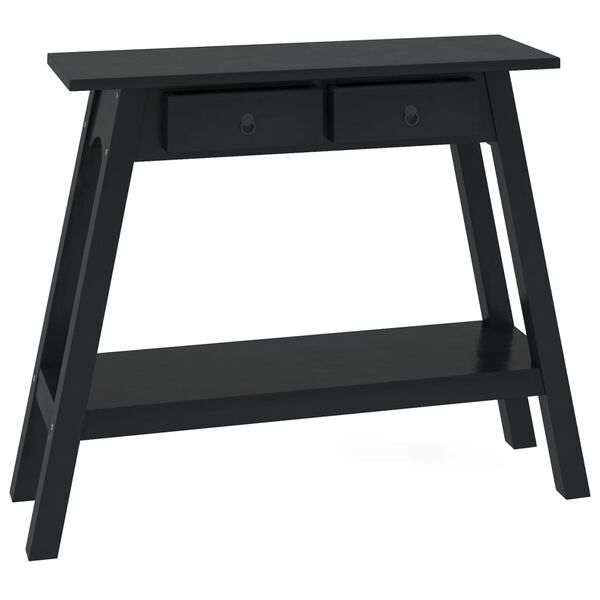vidaXL Table console avec tiroirs Noir 90x30x75cm Bois d'acajou massif