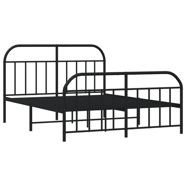 vidaXL Cadre de lit m&eacute;tal sans matelas avec pied de lit noir 140x190cm