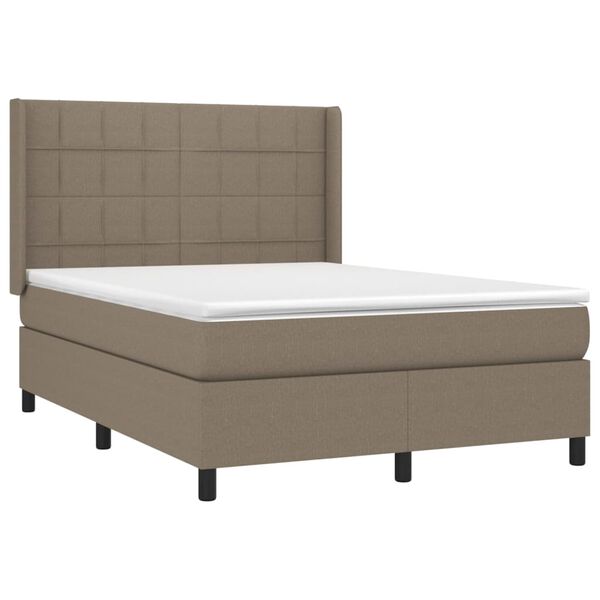 vidaXL Sommier &agrave; lattes de lit avec matelas Taupe 140x190 cm Tissu