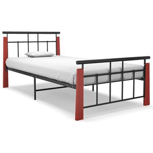 vidaXL Cadre de lit sans matelas m&eacute;tal bois de ch&ecirc;ne massif 90x200 cm