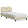 vidaXL Cadre de lit avec LED sans matelas Hvar cr&egrave;me 90x200 cm tissu