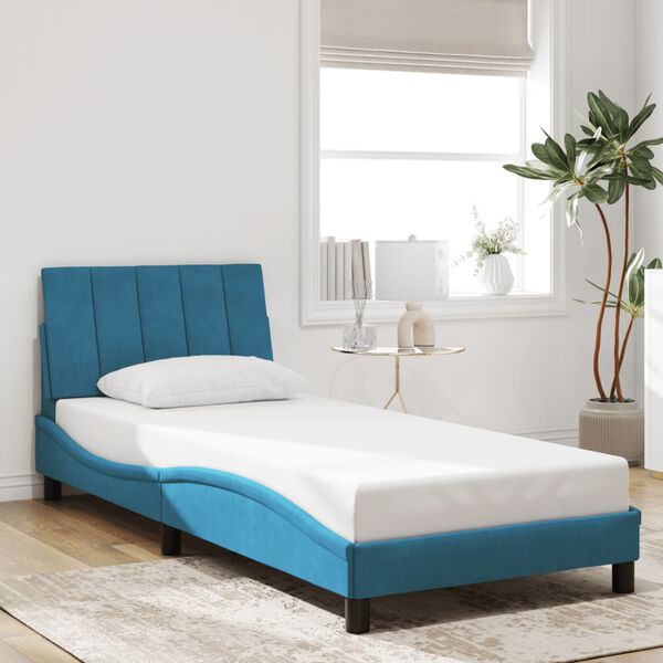 vidaXL Cadre de lit sans matelas Hanko bleu 90x190 cm velours