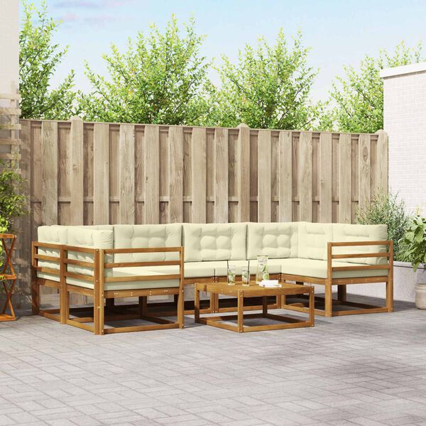 vidaXL Ensemble de canap&eacute;s d'ext&eacute;rieur 7 pcs Naturel et Cr&egrave;me
