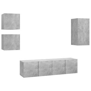 vidaXL Ensemble de meubles TV 5 pcs Gris b&eacute;ton Bois d'ing&eacute;nierie