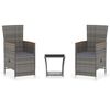 vidaXL Salon de jardin 3 pcs avec coussins R&eacute;sine tress&eacute;e Gris