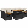 vidaXL Salon de jardin avec coussins 7 pcs noir r&eacute;sine tress&eacute;e acacia