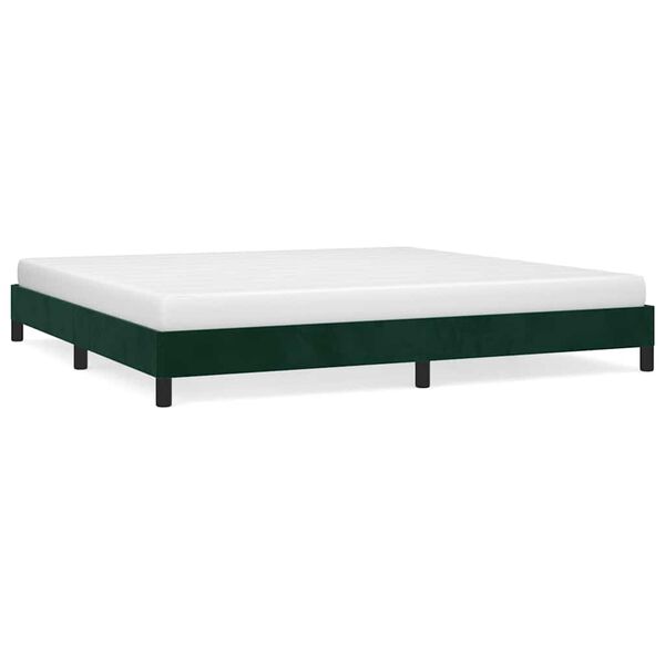 vidaXL Cadre de lit sans matelas vert fonc&eacute; 200x200 cm velours