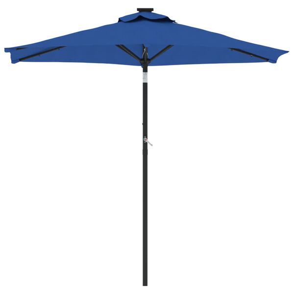 vidaXL Parasol de jardin LED m&acirc;t en acier bleu azur&eacute; 225x225x212 cm