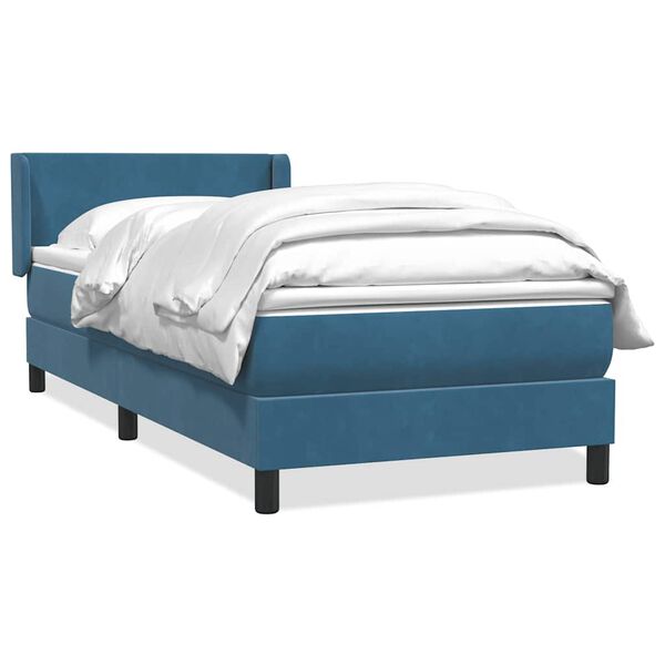 vidaXL Sommier &agrave; lattes de lit et matelas bleu fonc&eacute; 100x210cm velours