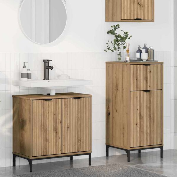 vidaXL Ensemble de mobilier de salle de bain 2 pcs Ch&ecirc;ne artisanal