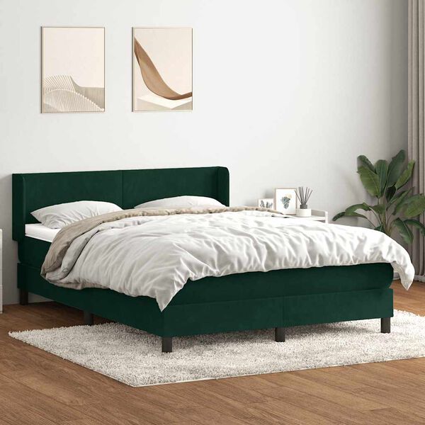 vidaXL Sommier &agrave; lattes de lit et matelas vert fonc&eacute; 160x210cm velours