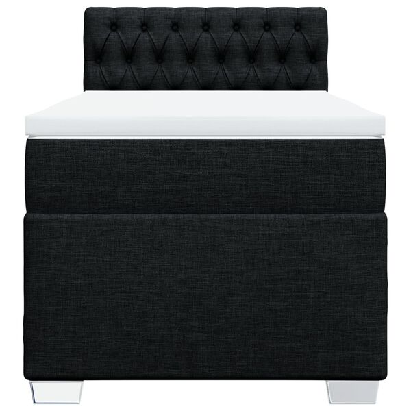 vidaXL Sommier &agrave; lattes de lit avec matelas Noir 90x190 cm Tissu
