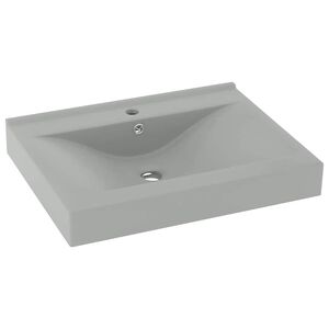 vidaXL Lavabo avec trou de robinet Gris clair mat 60x46 cm C&eacute;ramique