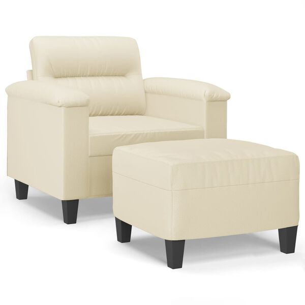 vidaXL Fauteuil avec repose-pied Cr&egrave;me 60 cm Similicuir