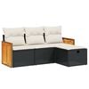 vidaXL Salon de jardin 4 pcs avec coussins noir r&eacute;sine tress&eacute;e