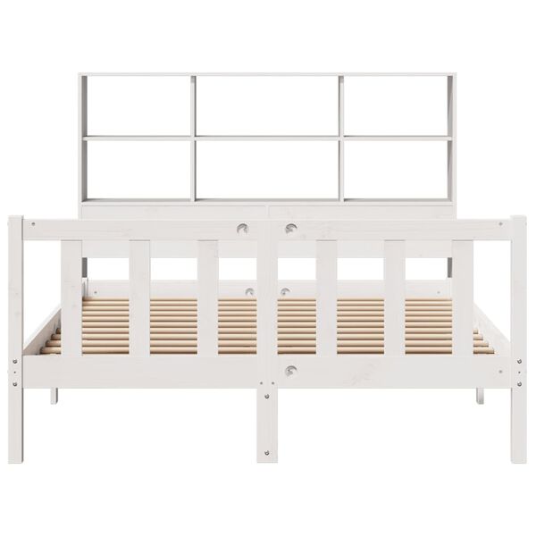vidaXL Lit biblioth&egrave;que sans matelas blanc 160x200 cm bois pin massif