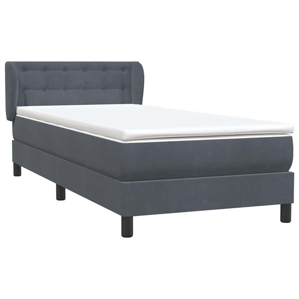vidaXL Sommier &agrave; lattes de lit et matelas gris fonc&eacute; 100x210cm velours