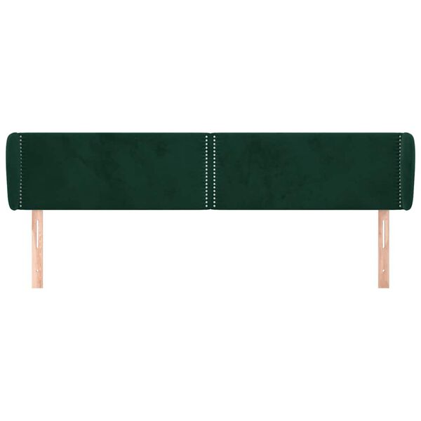 vidaXL T&ecirc;te de lit avec oreilles Vert fonc&eacute; 203x23x78/88 cm Velours