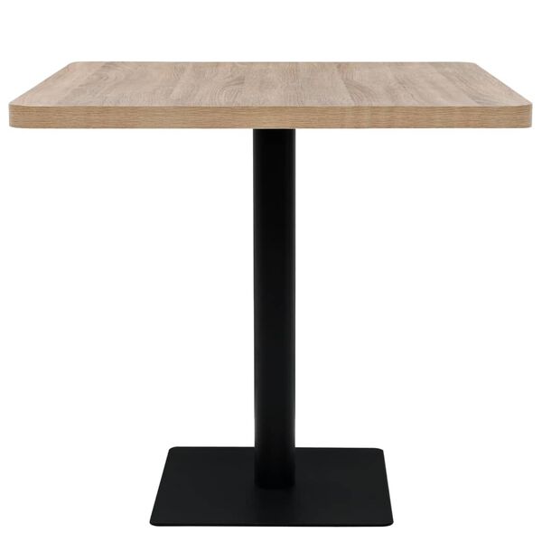 vidaXL Table de bistro MDF et acier Carré 80x80x75 cm Couleur de chêne