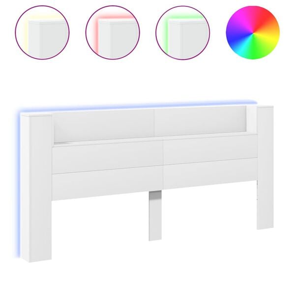 vidaXL Armoire tête de lit avec LED blanc 220x16,5x103,5 cm