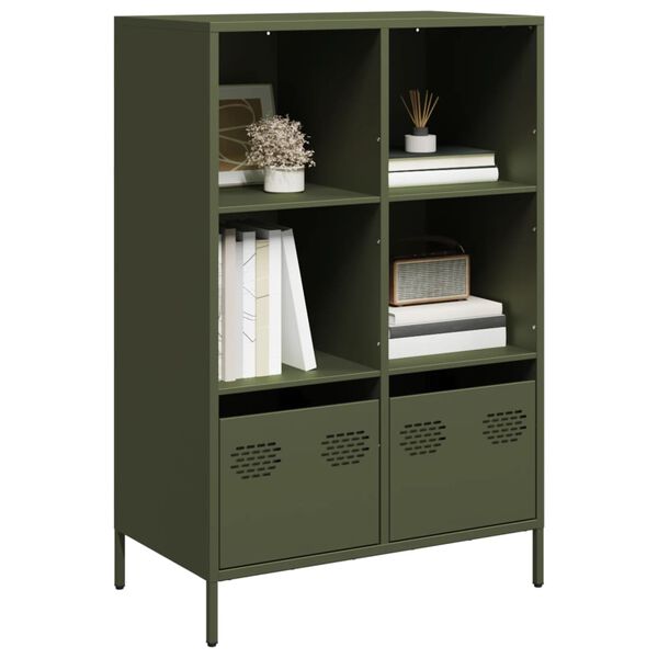 vidaXL Buffet haut vert olive 68x39x103,5 cm acier