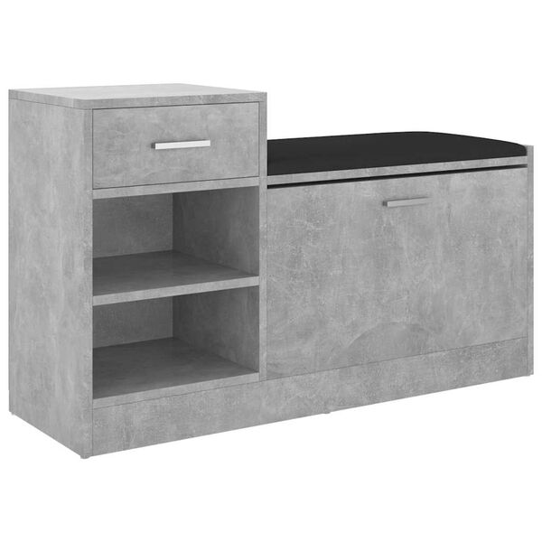 vidaXL Banc &agrave; chaussures Gris b&eacute;ton 94,5x31x57 cm Agglom&eacute;r&eacute;
