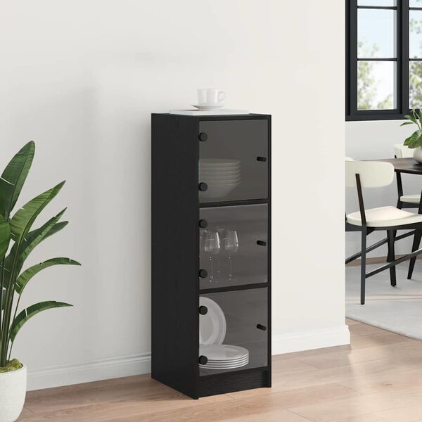 vidaXL Haut Armoire Ch&ecirc;ne noir 35 x 37 x 109 cm Bois d'ing&eacute;nierie