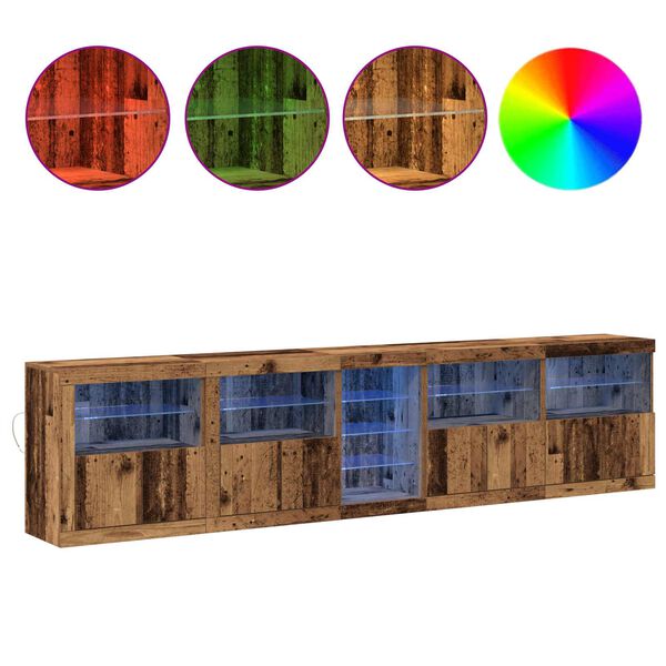 vidaXL Buffet LED Bois ancien 283 x 37 x 67 cm Bois d'ing&eacute;nierie