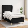 vidaXL Sommier &agrave; lattes de lit avec matelas Noir 90x190 cm Tissu