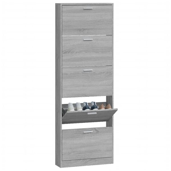 vidaXL Armoire &agrave; chaussures Sonoma gris 59x17x169 cm Bois d'ing&eacute;nierie