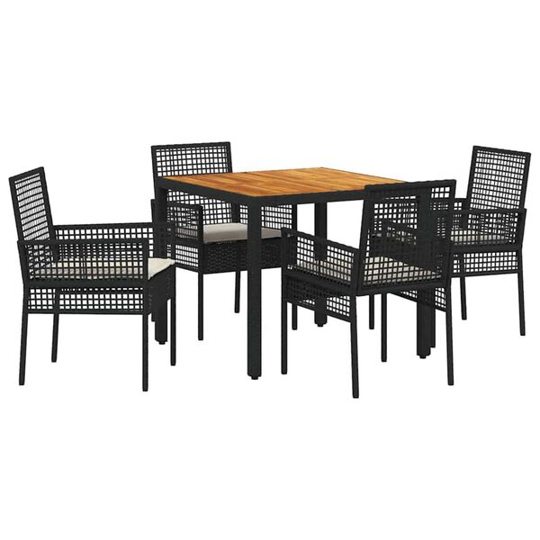 vidaXL Ensemble de salle &agrave; manger pour jardin 5 pcs Noir polyrotin