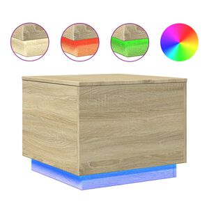 vidaXL Table basse avec lumi&egrave;res LED ch&ecirc;ne sonoma 50x50x40 cm