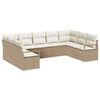 vidaXL Ensemble de canap&eacute; de jardin 9 pc Beige et blanc polyrotin