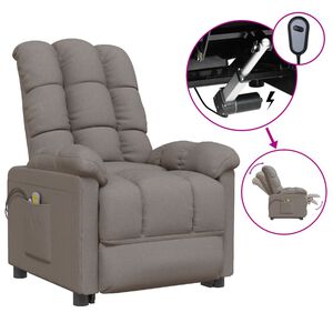 vidaXL Fauteuil &eacute;lectrique de massage Taupe Tissu