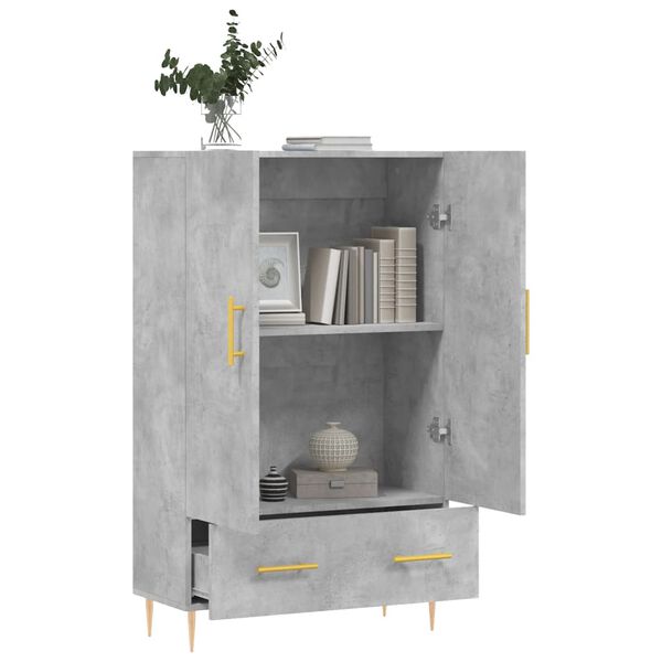 vidaXL Buffet haut gris b&eacute;ton 69,5x31x115 cm bois d'ing&eacute;nierie