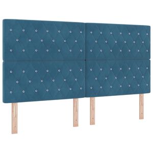 vidaXL T&ecirc;te de lit Bleu fonc&eacute; 180 cm Velours