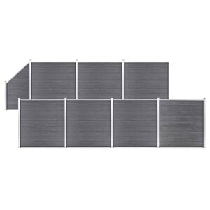 vidaXL Ensemble de cl&ocirc;ture WPC 7 Carr&eacute; + 1 Inclin&eacute; 1311x186 cm Gris