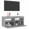 vidaXL Meuble TV avec lumi&egrave;res LED Sonoma gris 90x35x40 cm