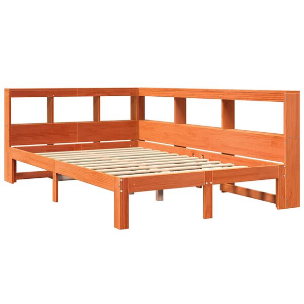 vidaXL Lit biblioth&egrave;que sans matelas cire marron 120x190cm pin massif