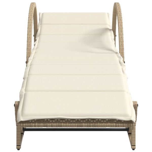 vidaXL Chaise longue avec coussin beige 60x199x42 cm résine tressée