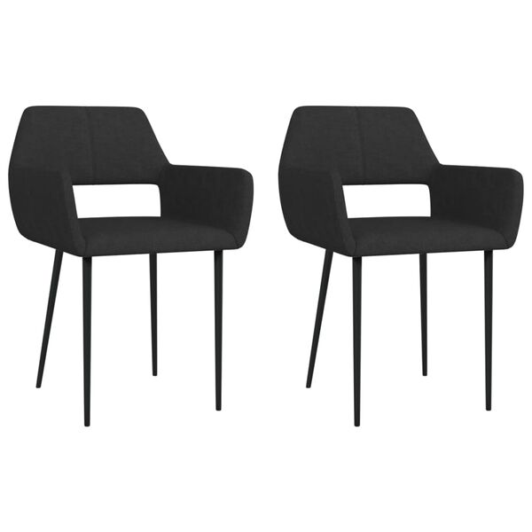 vidaXL Chaises &agrave; manger lot de 2 noir tissu