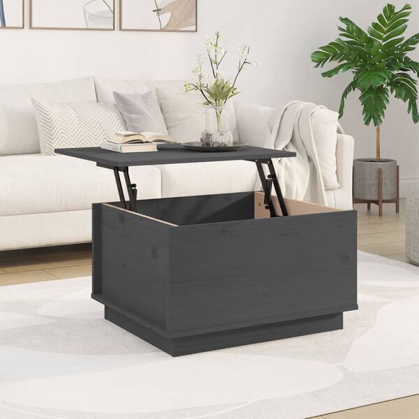 vidaXL Table basse Gris 60x50x35 cm Bois massif de pin