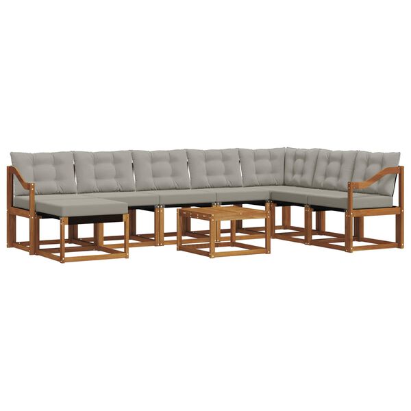 vidaXL Ensemble de canap&eacute;s d'ext&eacute;rieur 9 pcs Gris Naturel et Clair